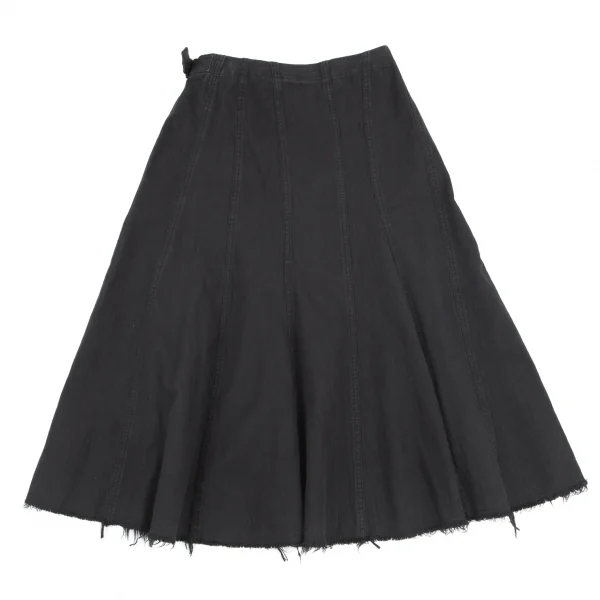 トリココムデギャルソンtricot COMME des GARCONS コットン製品染めストライプハーフラップゴアードスカート 黒S K-79776_011