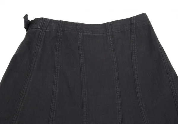 トリココムデギャルソンtricot COMME des GARCONS コットン製品染めストライプハーフラップゴアードスカート 黒S K-79776_012