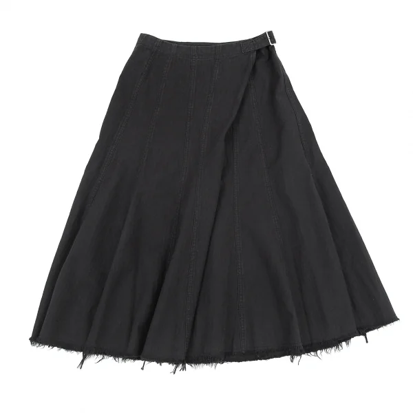 トリココムデギャルソンtricot COMME des GARCONS コットン製品染めストライプハーフラップゴアードスカート 黒S K-79776_002