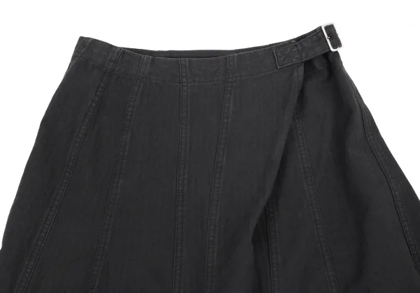 トリココムデギャルソンtricot COMME des GARCONS コットン製品染めストライプハーフラップゴアードスカート 黒S K-79776_003