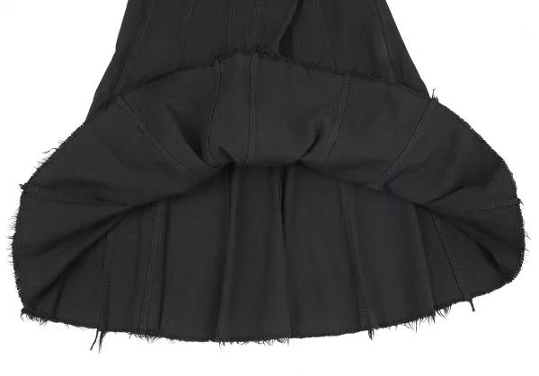 トリココムデギャルソンtricot COMME des GARCONS コットン製品染めストライプハーフラップゴアードスカート 黒S K-79776_007