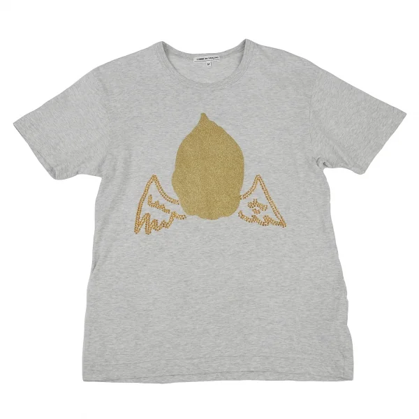 コムデギャルソンCOMME des GARCONSフィリップ パゴウスキーイラストグリッタープリントTシャツ 杢グレーM K-79780_001