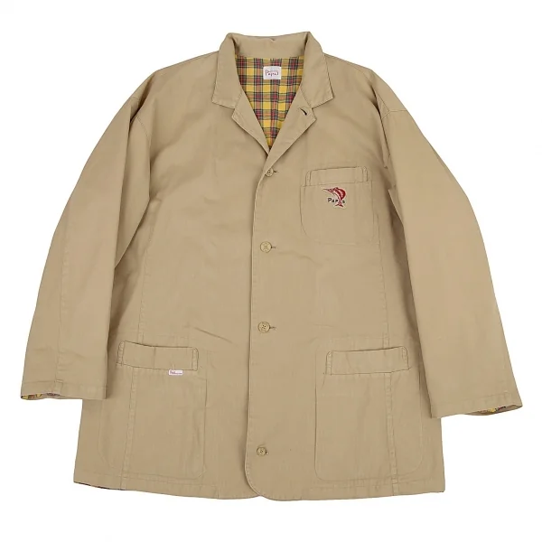 パパスPapas カジキパッチ裏チェックサファリジャケット ベージュM K-79785_001