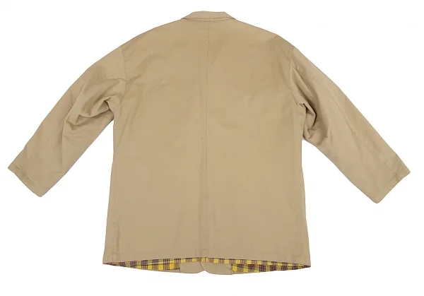 パパスPapas カジキパッチ裏チェックサファリジャケット ベージュM K-79785_012