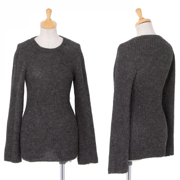 コムデギャルソンCOMME des GARCONS ウール斜行切替リブニット グレーM位 K-79826_001