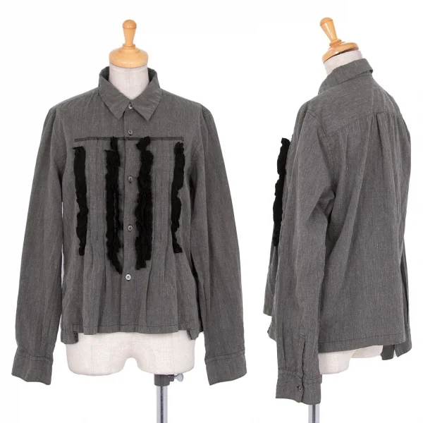 コムデギャルソンCOMME des GARCONSエステルコットン製品染めタックフリル装飾シャツ