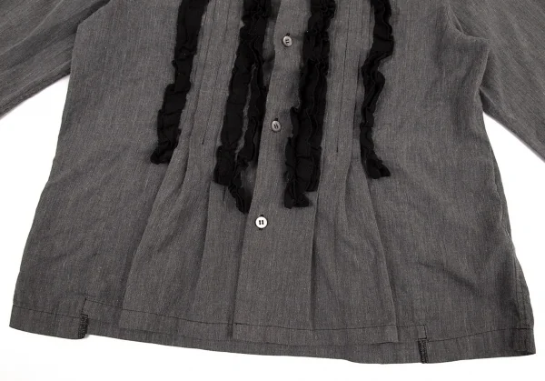 コムデギャルソンCOMME des GARCONSエステルコットン製品染めタックフリル装飾シャツ グレーM K-79844_010