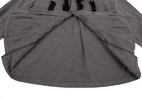 コムデギャルソンCOMME des GARCONSエステルコットン製品染めタックフリル装飾シャツ グレーM K-79844_012