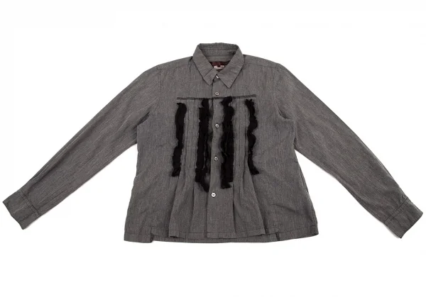 コムデギャルソンCOMME des GARCONSエステルコットン製品染めタックフリル装飾シャツ グレーM K-79844_002