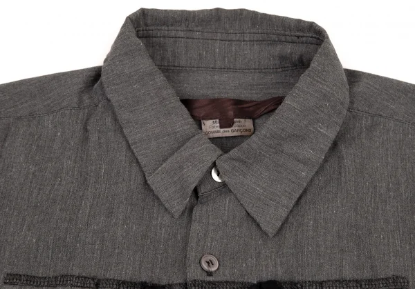 コムデギャルソンCOMME des GARCONSエステルコットン製品染めタックフリル装飾シャツ グレーM K-79844_004