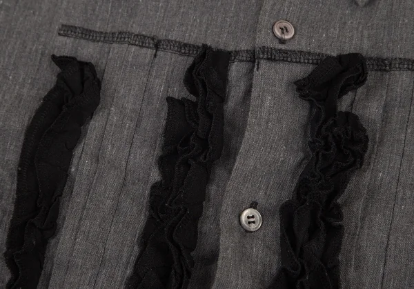 コムデギャルソンCOMME des GARCONSエステルコットン製品染めタックフリル装飾シャツ グレーM K-79844_005