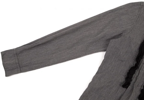 コムデギャルソンCOMME des GARCONSエステルコットン製品染めタックフリル装飾シャツ グレーM K-79844_006