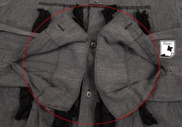 コムデギャルソンCOMME des GARCONSエステルコットン製品染めタックフリル装飾シャツ グレーM K-79844_009