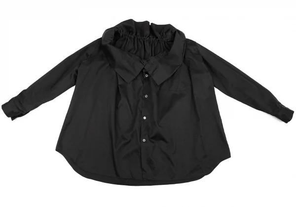 コムデギャルソンCOMME des GARCONS コットンワイドギャザーネックビッグシルエットシャツ 黒S K-79851_002