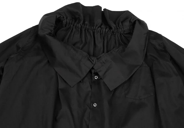 コムデギャルソンCOMME des GARCONS コットンワイドギャザーネックビッグシルエットシャツ 黒S K-79851_003