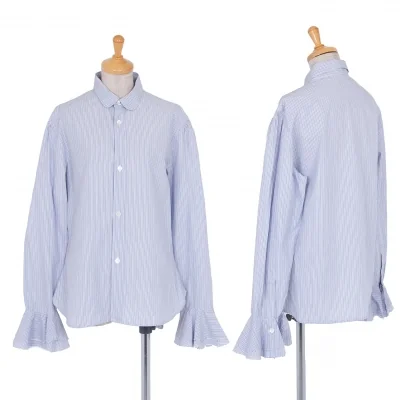 ワイズY's ストライプペプラムカフスラウンドカラーシャツ