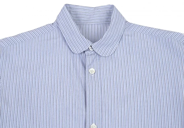 ワイズY's ストライプペプラムカフスラウンドカラーシャツ 青白グレー4 K-79945_003