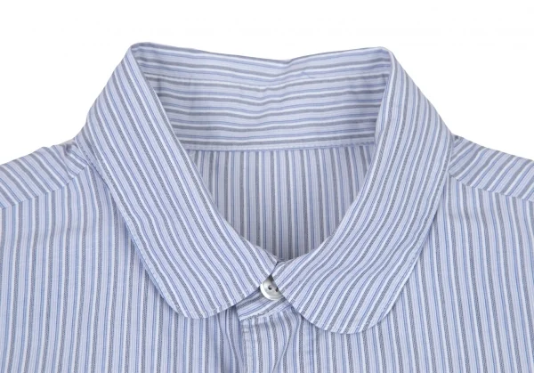 ワイズY's ストライプペプラムカフスラウンドカラーシャツ 青白グレー4 K-79945_004