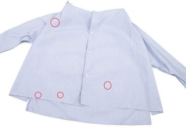 ワイズY's ストライプ前立ドレープデザインシャツ 青白4 K-79946_010