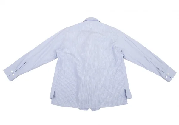 ワイズY's ストライプ前立ドレープデザインシャツ 青白4 K-79946_014