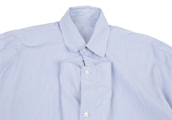 ワイズY's ストライプ前立ドレープデザインシャツ 青白4 K-79946_003