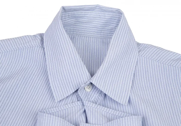 ワイズY's ストライプ前立ドレープデザインシャツ 青白4 K-79946_004