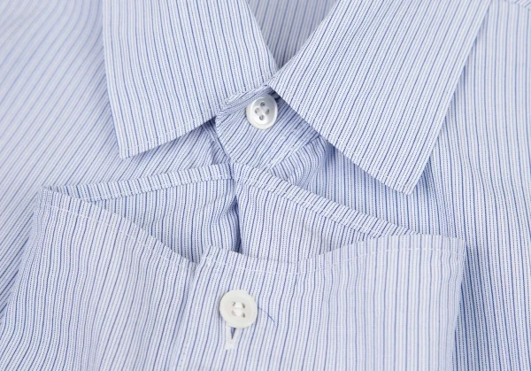 ワイズY's ストライプ前立ドレープデザインシャツ 青白4 K-79946_005
