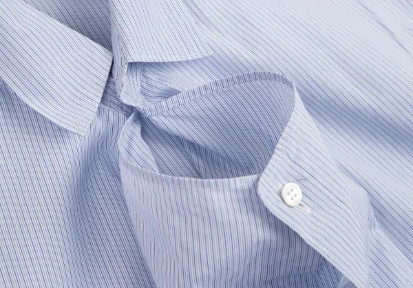 ワイズY's ストライプ前立ドレープデザインシャツ 青白4 K-79946_006