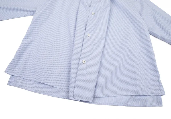 ワイズY's ストライプ前立ドレープデザインシャツ 青白4 K-79946_009