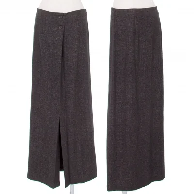 ヨウジヤマモト ファムYohji Yamamoto FEMME ウールリネンフロントスリットスカート パープルグレー