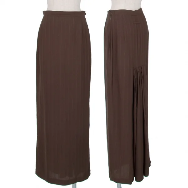 ジャンポールゴルチエ ファムJean Paul GAULTIER FEMME バックギャザーストライプロングスカート モカ40 K-79975_001