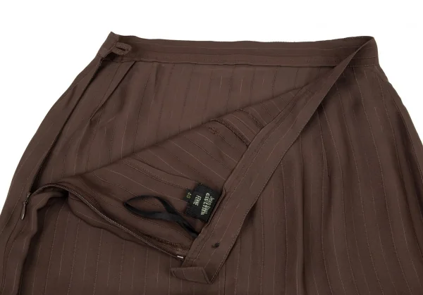ジャンポールゴルチエ ファムJean Paul GAULTIER FEMME バックギャザーストライプロングスカート モカ40 K-79975_011