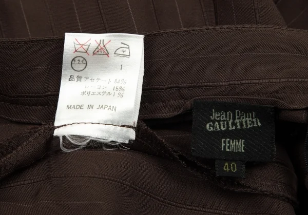 ジャンポールゴルチエ ファムJean Paul GAULTIER FEMME バックギャザーストライプロングスカート モカ40 K-79975_018