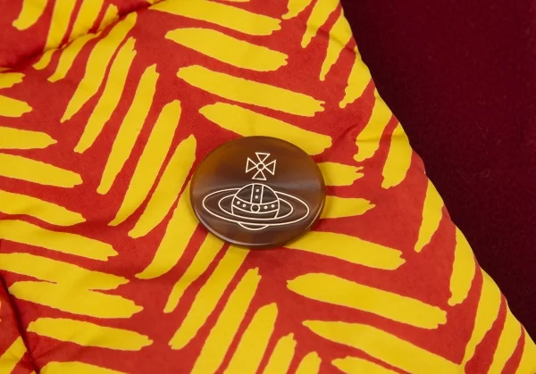 ヴィヴィアンウエストウッドVivienne Westwood ヘリンボーンプリント中綿マフラー 黄赤 K-79977_006