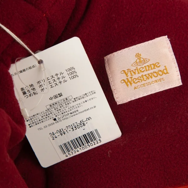 ヴィヴィアンウエストウッドVivienne Westwood ヘリンボーンプリント中綿マフラー 黄赤 K-79977_007