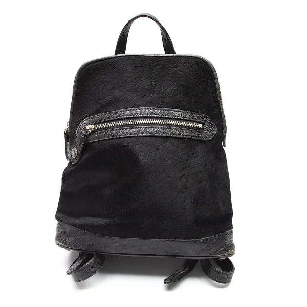 ジャンポールゴルチエJean Paul GAULTIER ハラコ切替キャビアレザーミニリュックサック 黒 K-79982_001
