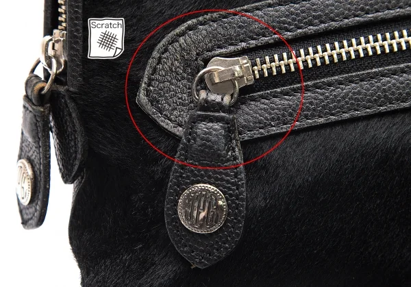 ジャンポールゴルチエJean Paul GAULTIER ハラコ切替キャビアレザーミニリュックサック 黒 K-79982_003