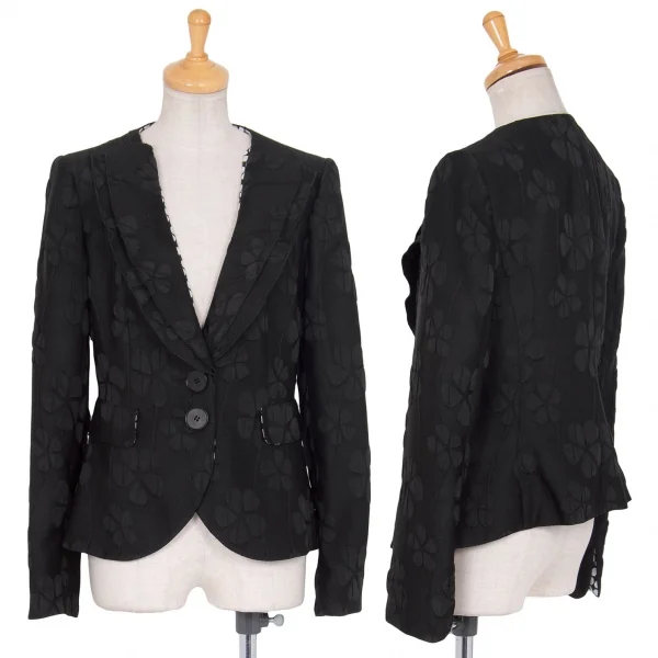 エンポリオ アルマーニEMPORIO ARMANI 花柄ドットデザインジャケット 黒40 K-80008_001