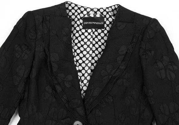 エンポリオ アルマーニEMPORIO ARMANI 花柄ドットデザインジャケット 黒40 K-80008_003