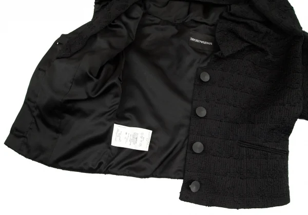 エンポリオ アルマーニEMPORIO ARMANI 半袖フリルデザインジャケット 黒42 K-80010_012