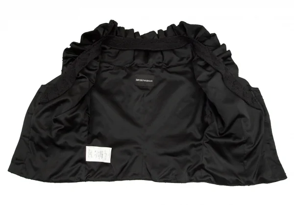 エンポリオ アルマーニEMPORIO ARMANI 半袖フリルデザインジャケット 黒42 K-80010_014