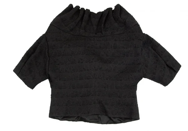 エンポリオ アルマーニEMPORIO ARMANI 半袖フリルデザインジャケット 黒42 K-80010_016