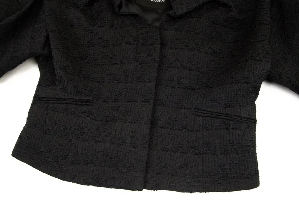 エンポリオ アルマーニEMPORIO ARMANI 半袖フリルデザインジャケット 黒42 K-80010_009