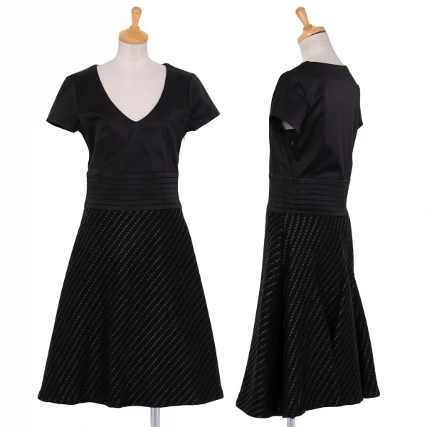 エンポリオ アルマーニEMPORIO ARMANI 半袖ウール切替ストレッチワンピース 黒42 K-80018_001