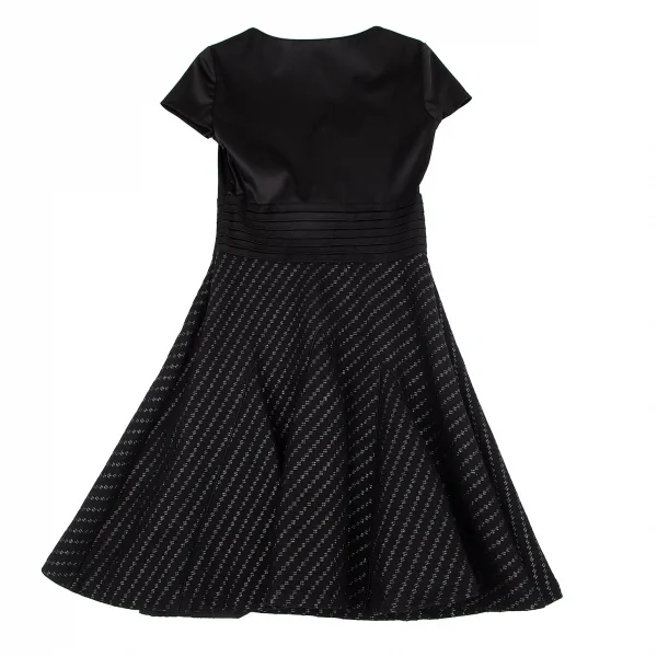 エンポリオ アルマーニEMPORIO ARMANI 半袖ウール切替ストレッチワンピース 黒42 K-80018_010
