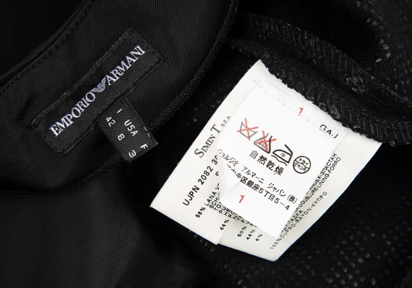 エンポリオ アルマーニEMPORIO ARMANI 半袖ウール切替ストレッチワンピース 黒42 K-80018_015
