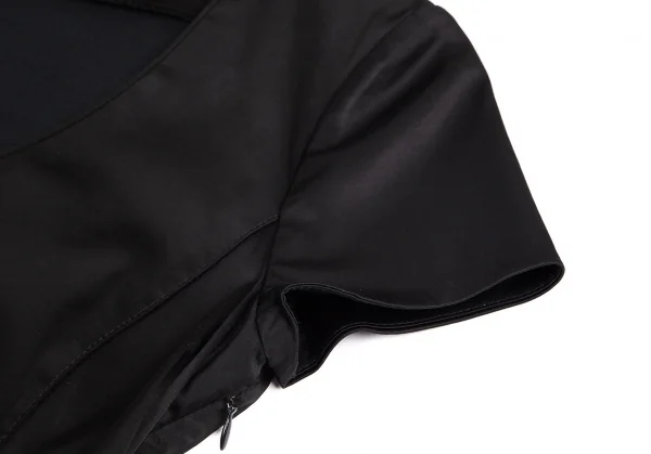 エンポリオ アルマーニEMPORIO ARMANI 半袖ウール切替ストレッチワンピース 黒42 K-80018_004