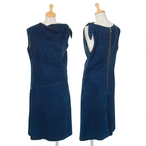 EMPORIO ARMANI Dyed Denim Printed Dress Navy 38 K-80024_001