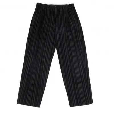 ヨウジヤマモト プールオムYohji Yamamoto POUR HOMME コットンベロアストライプパンツ
