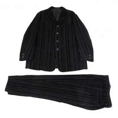 ヨウジヤマモト プールオムYohji Yamamoto POUR HOMME コットンベロアストライプセットアップスーツ